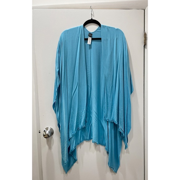 Kat+Bryn Studs Detail Pashmina Ruana : Turquoise/Silver : Sample, Never Worn - Picture 3 of 3